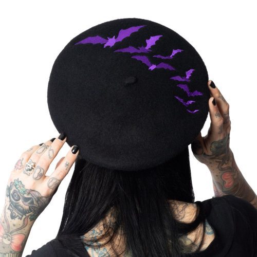 Bat Repeat Purple Beret Hat - Kreepsville