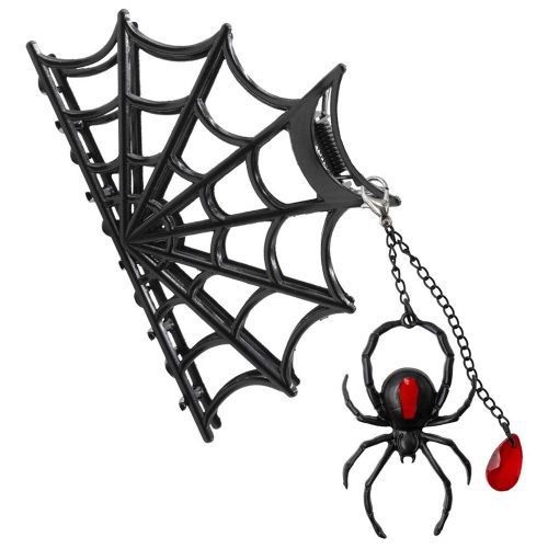 Spider Charm Web Claw Clip Black - Kreepsville